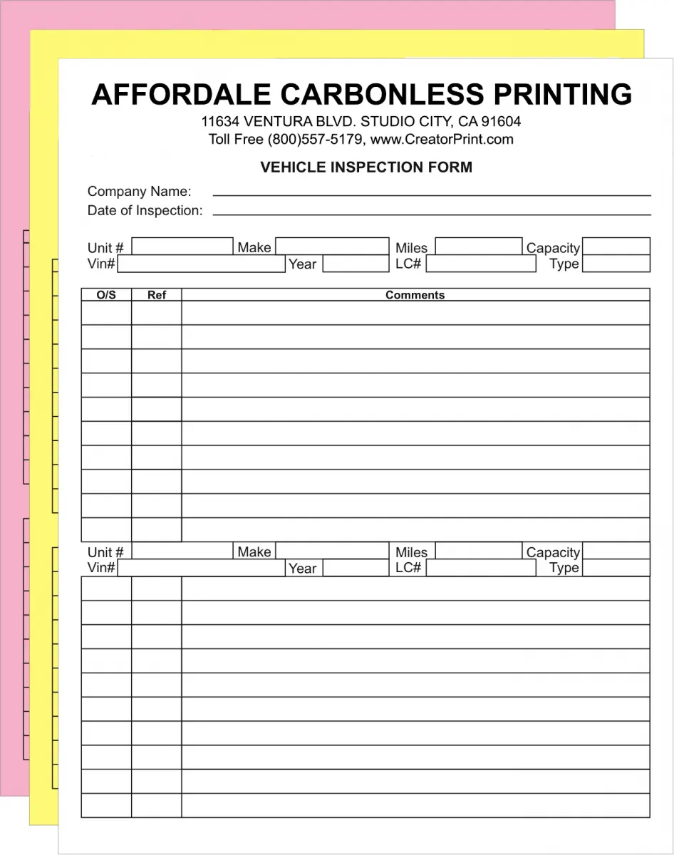 custom printed NCR paper